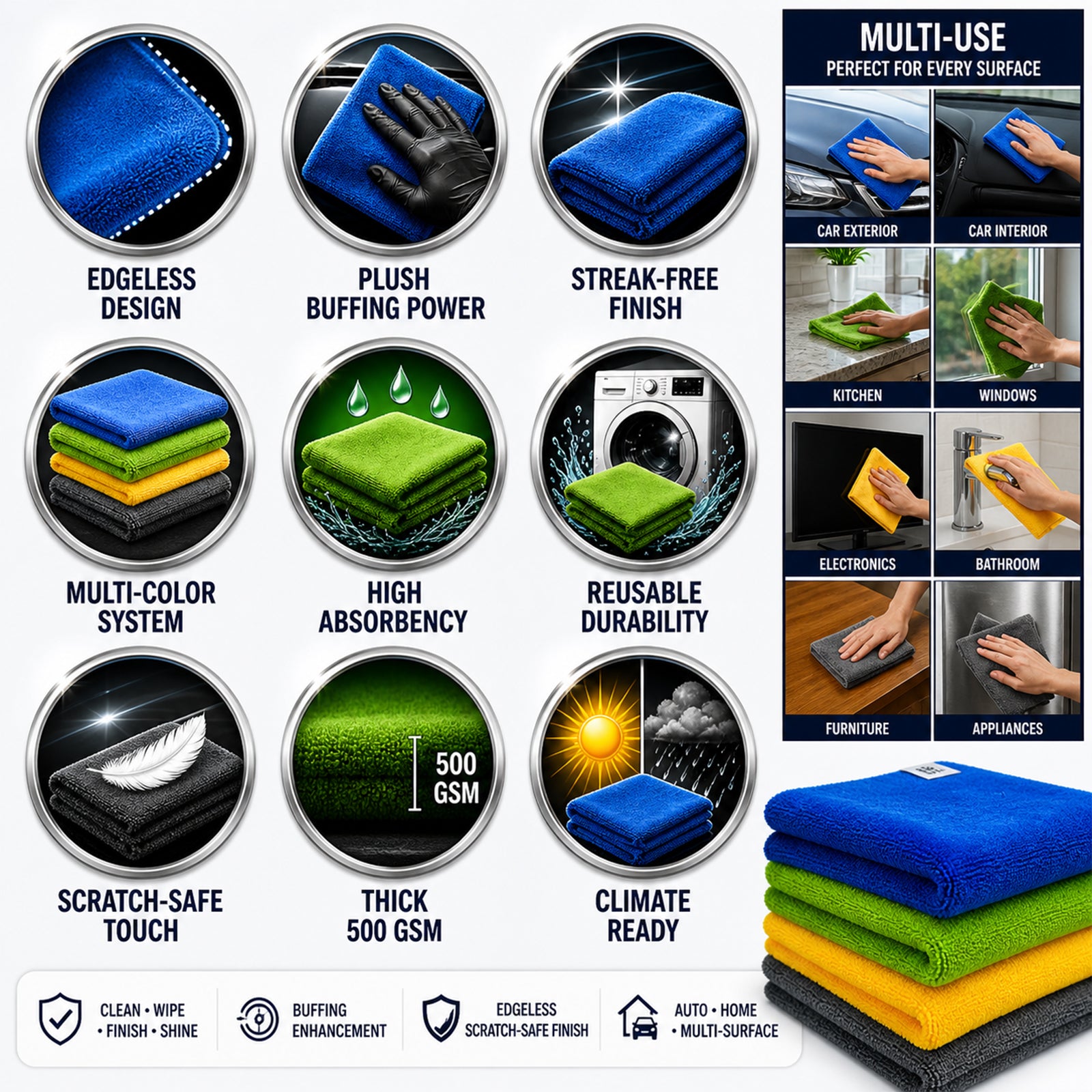 Edgeless Polishing Microfiber Cloth