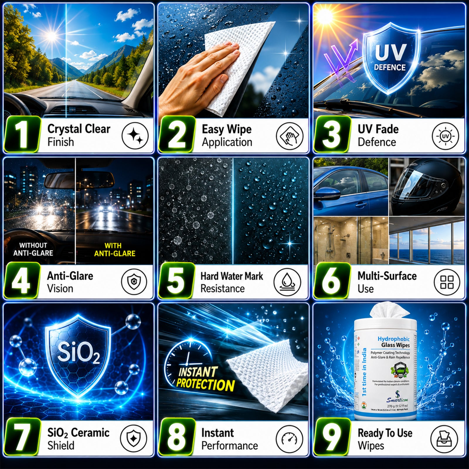 Hydrophobic  Glass Wipes