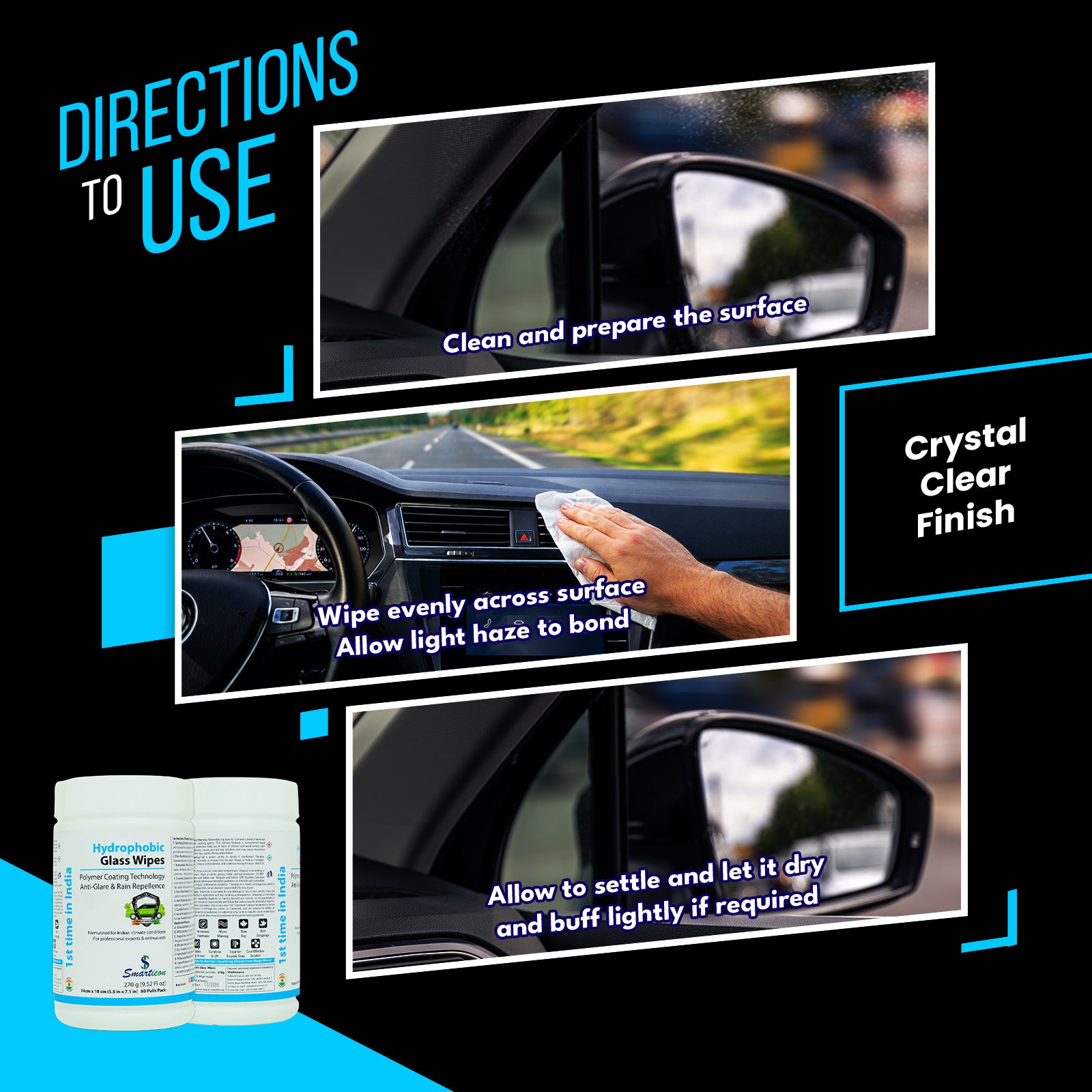 Hydrophobic  Glass Wipes